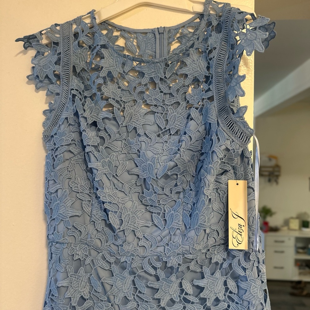 Eliza J Light Blue Lace Midi Dress - Picture 6 of 10